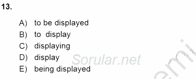 Pedagojik Gramer 1 2015 - 2016 Ara Sınavı 13.Soru