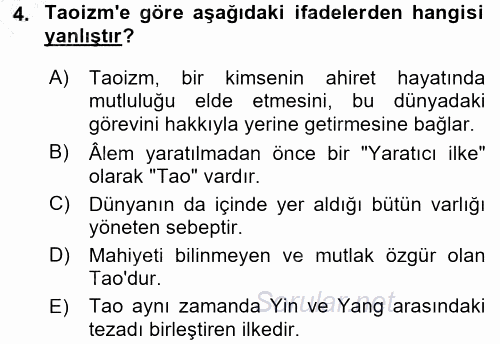 Yaşayan Dünya Dinleri 2015 - 2016 Dönem Sonu Sınavı 4.Soru