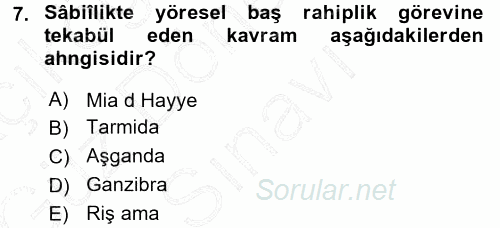 Yaşayan Dünya Dinleri 2015 - 2016 Dönem Sonu Sınavı 7.Soru