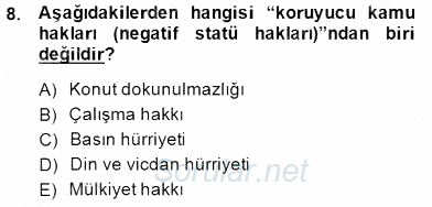 Hukukun Temel Kavramları 2014 - 2015 Dönem Sonu Sınavı 8.Soru