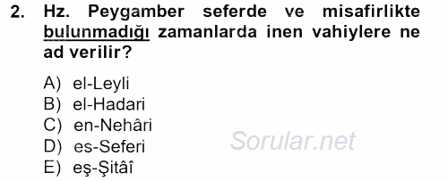 Tefsir Tarihi ve Usulü 2013 - 2014 Tek Ders Sınavı 2.Soru