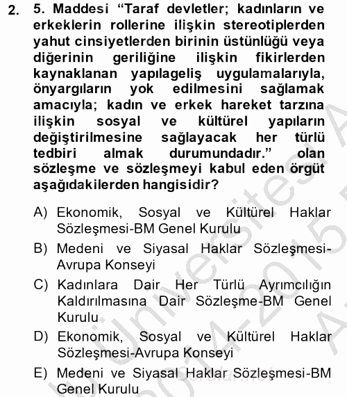 Temel İnsan Hakları Bilgisi 2 2014 - 2015 Ara Sınavı 2.Soru