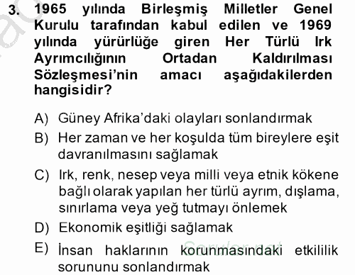 Temel İnsan Hakları Bilgisi 2 2014 - 2015 Ara Sınavı 3.Soru