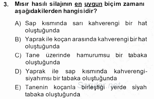 Temel Yem Bilgisi ve Hayvan Besleme 2014 - 2015 Dönem Sonu Sınavı 3.Soru