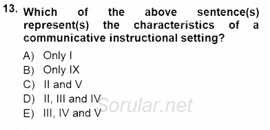 Dil Edinimi 2012 - 2013 Dönem Sonu Sınavı 13.Soru