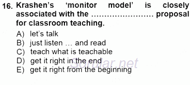 Dil Edinimi 2012 - 2013 Dönem Sonu Sınavı 16.Soru