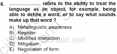 Dil Edinimi 2012 - 2013 Dönem Sonu Sınavı 6.Soru