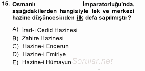 Ekonominin Güncel Sorunları 2014 - 2015 Dönem Sonu Sınavı 15.Soru