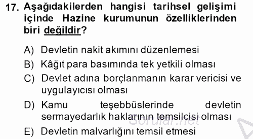 Ekonominin Güncel Sorunları 2014 - 2015 Dönem Sonu Sınavı 17.Soru