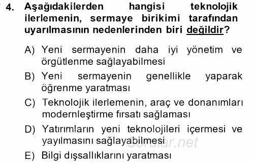 Ekonominin Güncel Sorunları 2014 - 2015 Dönem Sonu Sınavı 4.Soru