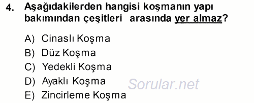 Türk Halk Şiiri 2014 - 2015 Tek Ders Sınavı 4.Soru