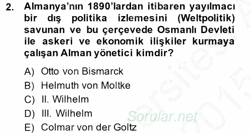 Türk Dış Politikası 1 2014 - 2015 Ara Sınavı 2.Soru