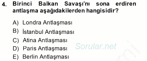 Türk Dış Politikası 1 2014 - 2015 Ara Sınavı 4.Soru