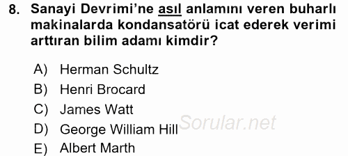 Siyasi Tarih 1 2015 - 2016 Tek Ders Sınavı 8.Soru