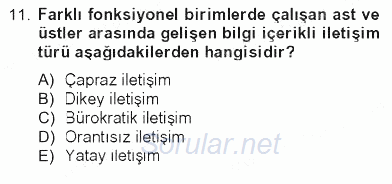 İletişim Bilgisi 2012 - 2013 Tek Ders Sınavı 11.Soru