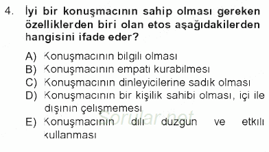 İletişim Bilgisi 2012 - 2013 Tek Ders Sınavı 4.Soru