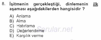İletişim Bilgisi 2012 - 2013 Tek Ders Sınavı 8.Soru