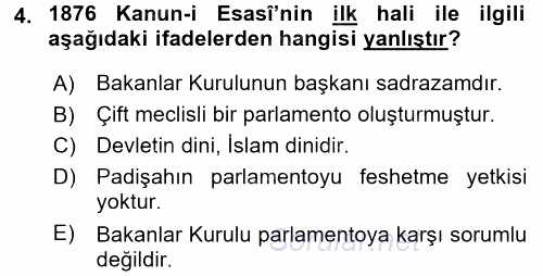 Türk Anayasa Hukuku 2017 - 2018 Ara Sınavı 4.Soru