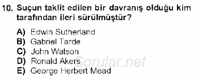 Kriminoloji 2012 - 2013 Dönem Sonu Sınavı 10.Soru