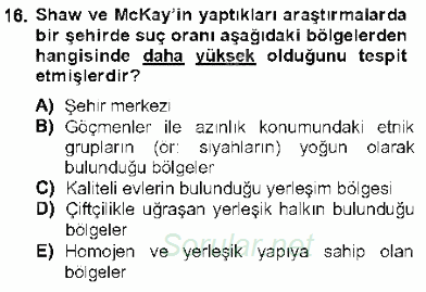 Kriminoloji 2012 - 2013 Dönem Sonu Sınavı 16.Soru