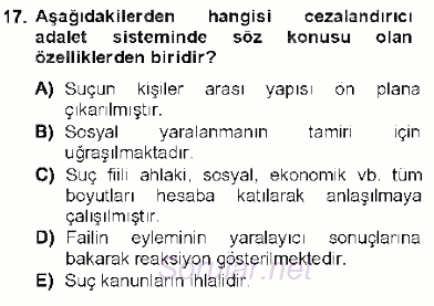 Kriminoloji 2012 - 2013 Dönem Sonu Sınavı 17.Soru