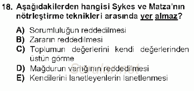 Kriminoloji 2012 - 2013 Dönem Sonu Sınavı 18.Soru