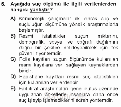 Kriminoloji 2012 - 2013 Dönem Sonu Sınavı 6.Soru