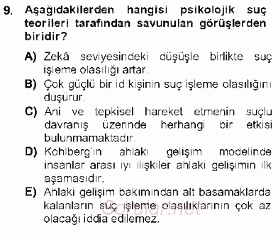 Kriminoloji 2012 - 2013 Dönem Sonu Sınavı 9.Soru