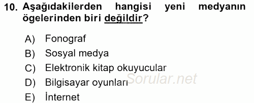 Uluslararası İletişim 2017 - 2018 Dönem Sonu Sınavı 10.Soru