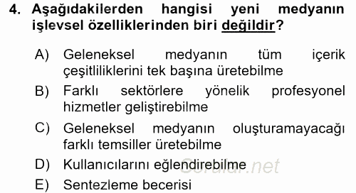 Uluslararası İletişim 2017 - 2018 Dönem Sonu Sınavı 4.Soru