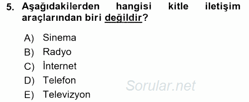 Uluslararası İletişim 2017 - 2018 Dönem Sonu Sınavı 5.Soru