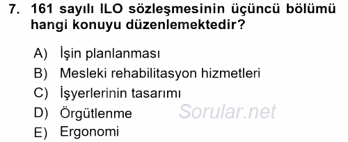 Çalışma Yaşamının Denetimi 2015 - 2016 Ara Sınavı 7.Soru