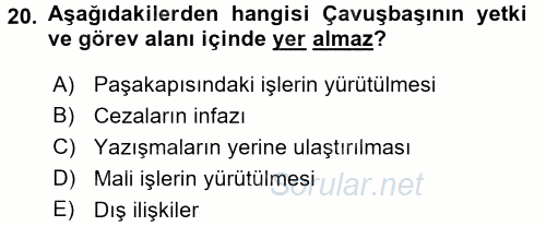 Osmanlı Merkez ve Taşra Teşkilatı 2016 - 2017 Dönem Sonu Sınavı 20.Soru