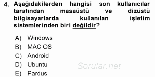 Temel Bilgi Teknolojileri 1 2016 - 2017 Ara Sınavı 4.Soru