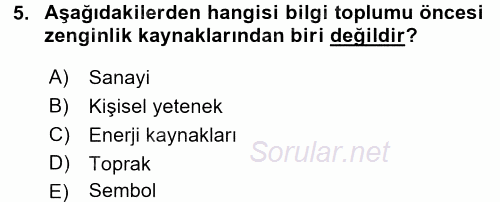 Temel Bilgi Teknolojileri 1 2016 - 2017 Ara Sınavı 5.Soru