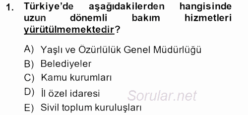 Temel Bakım Hizmetleri 2014 - 2015 Ara Sınavı 1.Soru