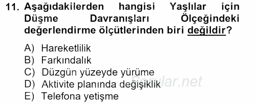 Temel Bakım Hizmetleri 2014 - 2015 Ara Sınavı 11.Soru