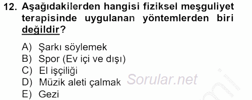 Temel Bakım Hizmetleri 2014 - 2015 Ara Sınavı 12.Soru