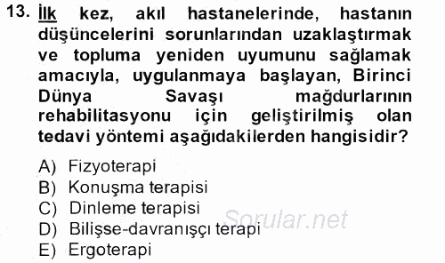 Temel Bakım Hizmetleri 2014 - 2015 Ara Sınavı 13.Soru