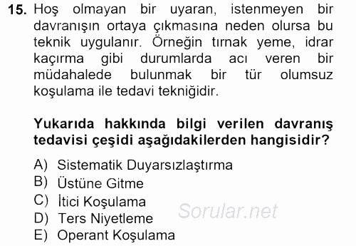 Temel Bakım Hizmetleri 2014 - 2015 Ara Sınavı 15.Soru