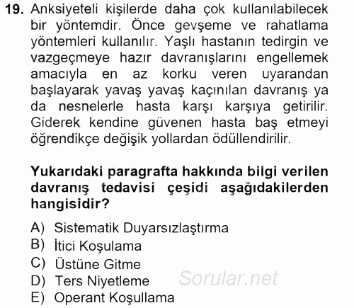 Temel Bakım Hizmetleri 2014 - 2015 Ara Sınavı 19.Soru