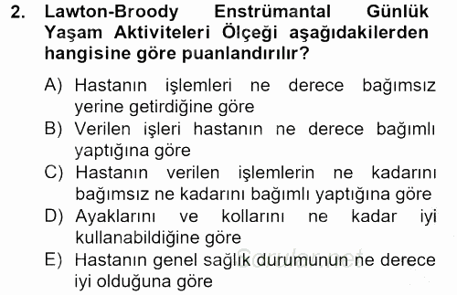 Temel Bakım Hizmetleri 2014 - 2015 Ara Sınavı 2.Soru