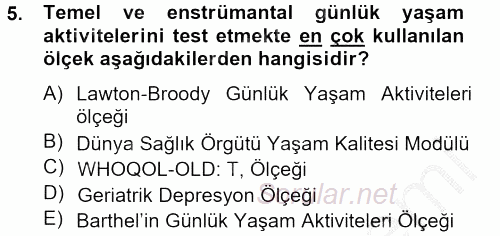 Temel Bakım Hizmetleri 2014 - 2015 Ara Sınavı 5.Soru