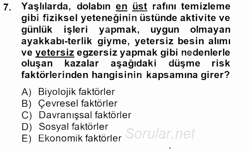 Temel Bakım Hizmetleri 2014 - 2015 Ara Sınavı 7.Soru