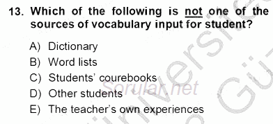 Okuma Ve Dinleme Öğretimi 2012 - 2013 Ara Sınavı 13.Soru