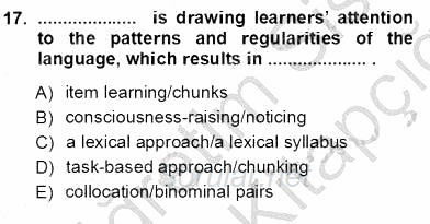 Okuma Ve Dinleme Öğretimi 2012 - 2013 Ara Sınavı 17.Soru