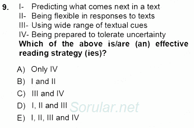 Okuma Ve Dinleme Öğretimi 2012 - 2013 Ara Sınavı 9.Soru