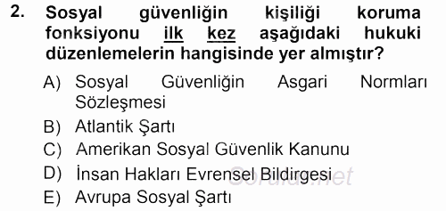 Sosyal Güvenlik 2012 - 2013 Ara Sınavı 2.Soru