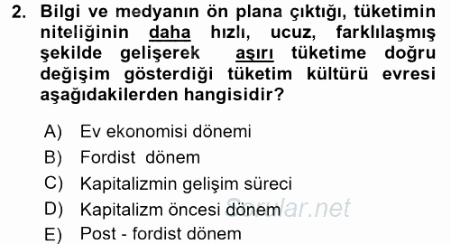 Tüketim Bilinci ve Bilinçli Tüketici 2016 - 2017 Ara Sınavı 2.Soru