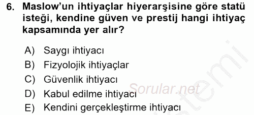 Tüketim Bilinci ve Bilinçli Tüketici 2016 - 2017 Ara Sınavı 6.Soru